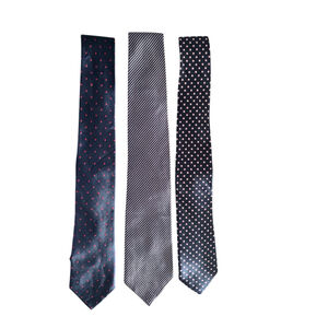 Tommy Hilfiger Tie Lot of 3 – Classic Silk Neckties Navy & Red Dots Stripe